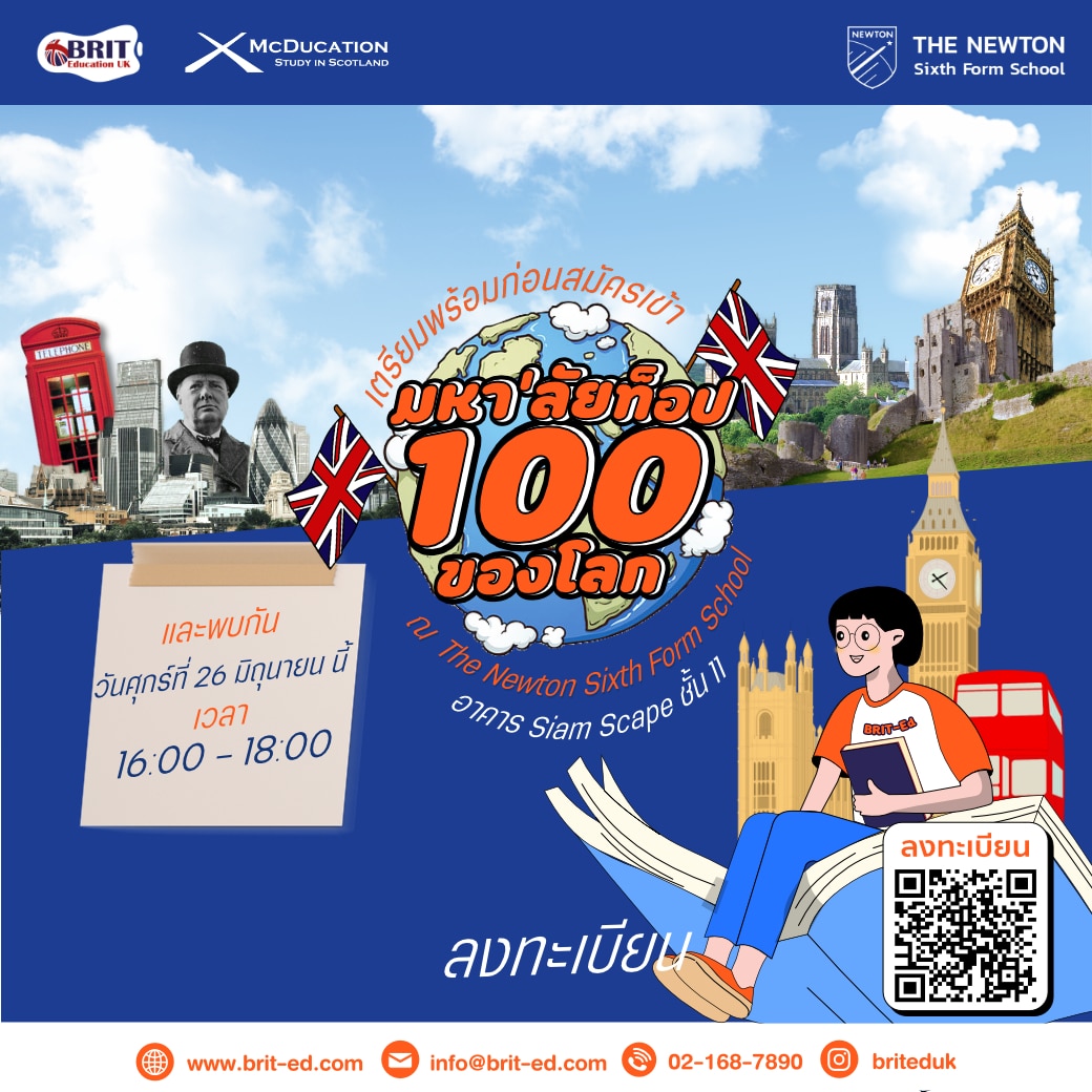 Workshop เตรียมเข้ามหาวิทยาลัย Top 100 โลก ต้องทำอย่างไร ?
